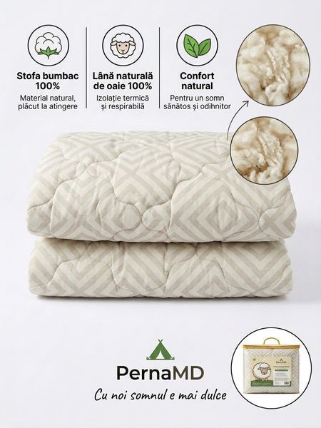 Шерстяное одеяло PernaMD 200*220 Iarna/gri 10053/gri фото